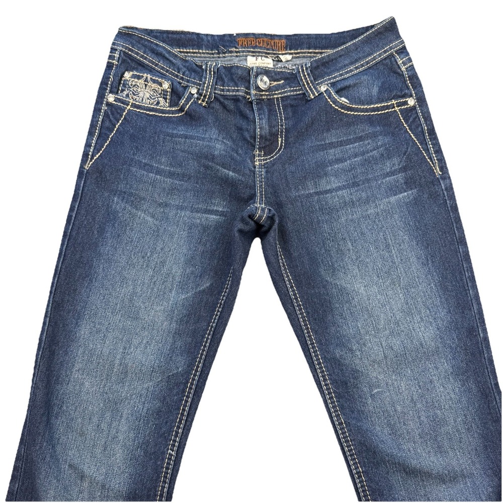 Free Culture Women's Size 7 Skinny‎ Jeans Rhinestones Embroidered Flap Pockets